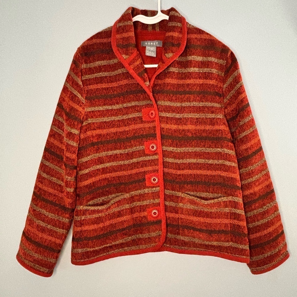 Koret Blazer Jacket Women’s Size Small Striped Pockets Boho